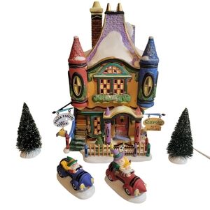 2000 Retired Dept 56 "Crayola Polar Palette Art Center" Cruisin Elves Trees Lot